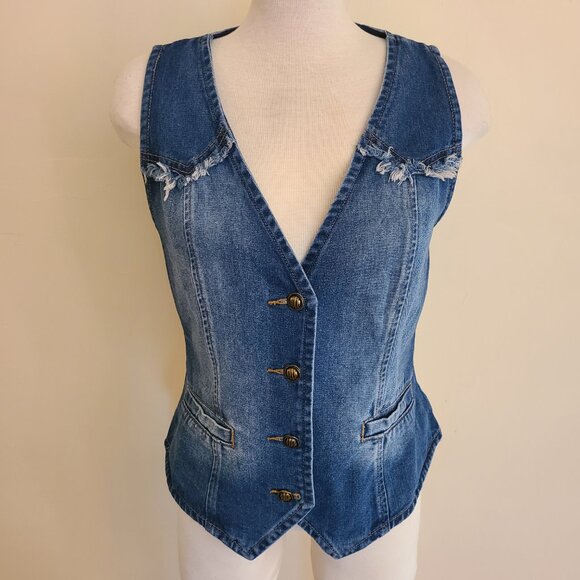 Allegra K Western Style Denim Vest - Large - Picture 1 of 7